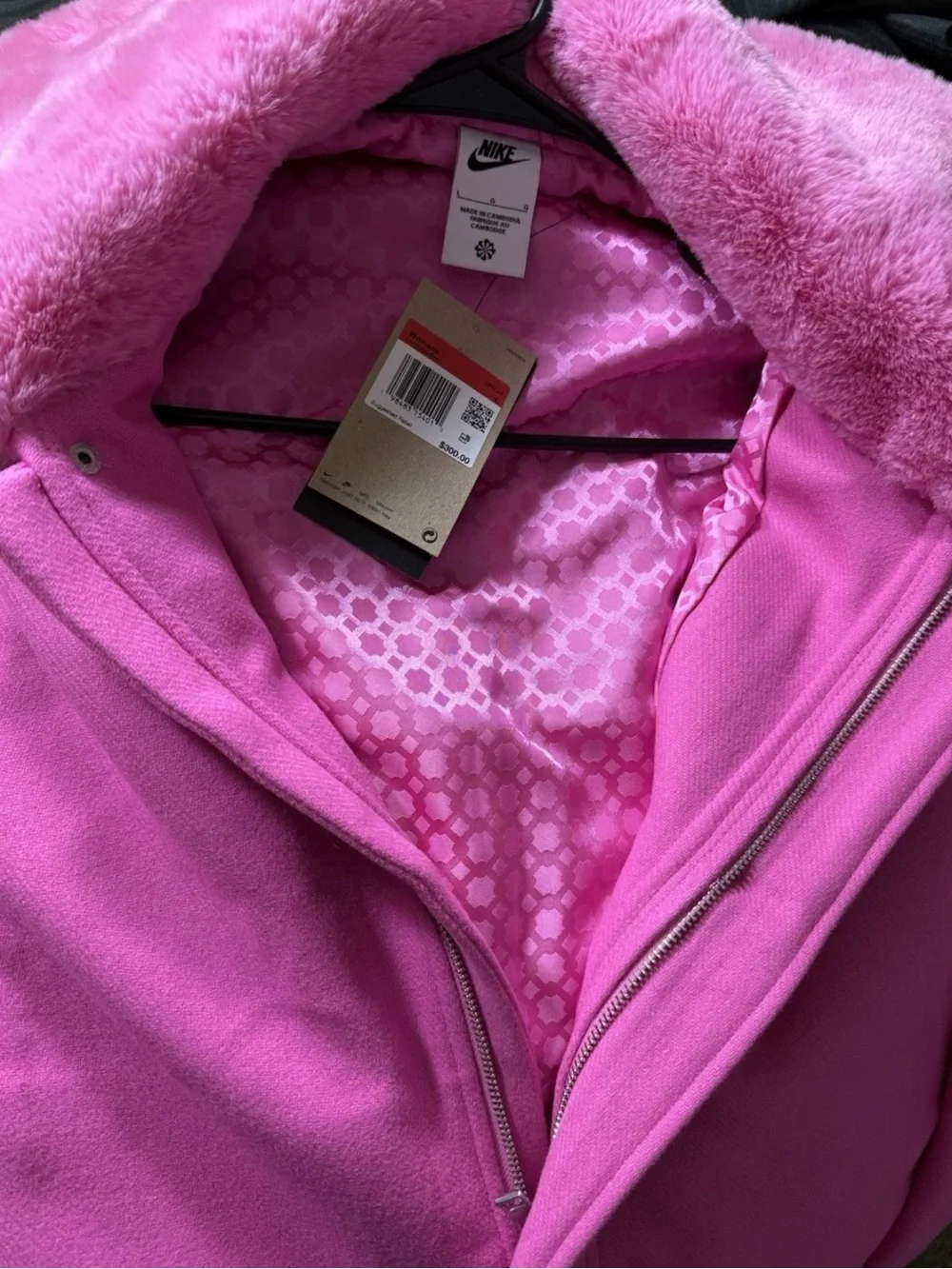 Nike Naomi Osaka Full Zip Varsity Wool Jacket Pink Women’s Large HV2058-675